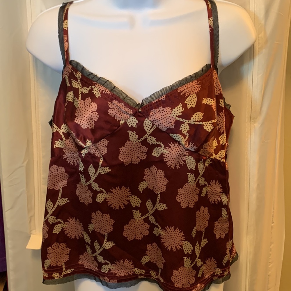 Tocca deep red cardinal silk, spaghetti strap tank top. Brand: Tocca.